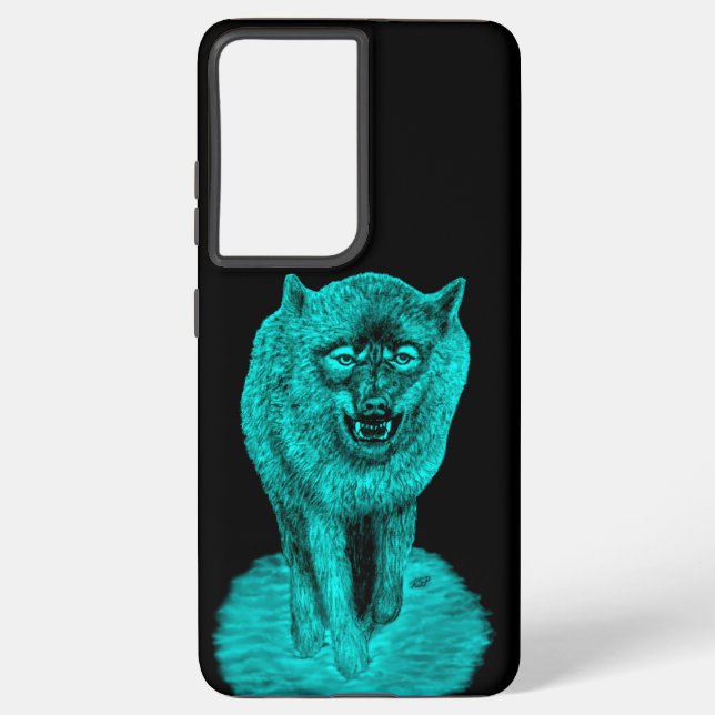 Angry Black Wolf in the Night Samsung Galaxy S21+ Case (Back)