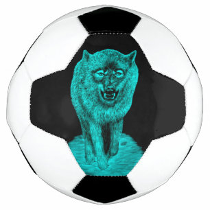 Angry Black Wolf in the Night Soccer Ball