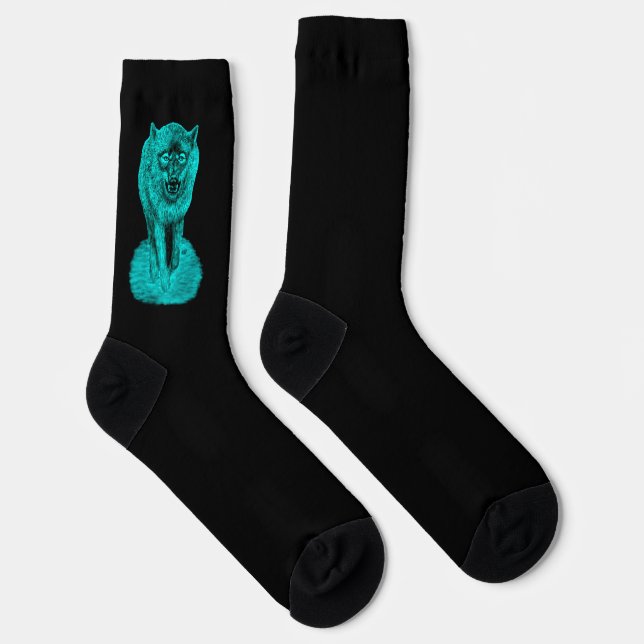 Angry Black Wolf in the Night Socks (Right)