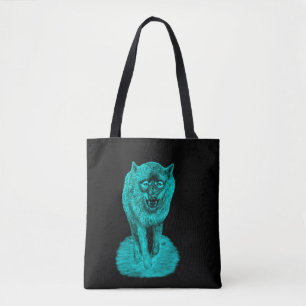 Angry Black Wolf in the Night Tote Bag