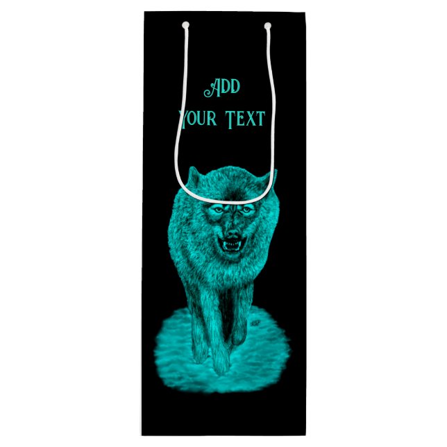 Angry Black Wolf in the Night Wine Gift Bag (Front)