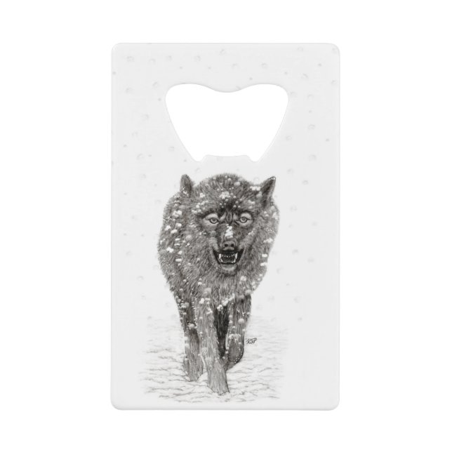 Angry Black Wolf in the Snow , wild Winter (Front)