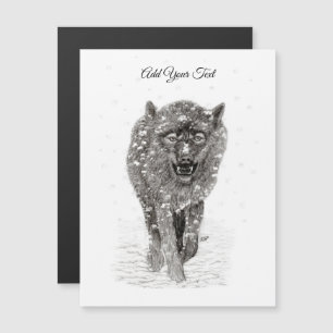 Angry Black Wolf in the Snow , wild Winter