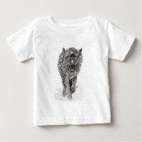 Angry Black Wolf in the Snow , wild Winter