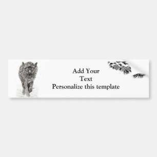 Angry Black Wolf in the Snow , wild Winter Bumper Sticker