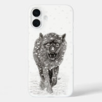 Angry Black Wolf in the Snow , wild Winter