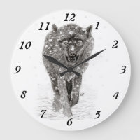 Angry Black Wolf in the Snow , wild Winter