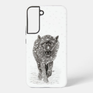 Angry Black Wolf in the Snow , wild Winter Samsung Galaxy Case
