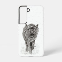 Angry Black Wolf in the Snow , wild Winter