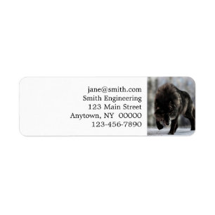 Angry black wolf return address label
