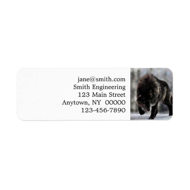 Angry black wolf return address label (Front)