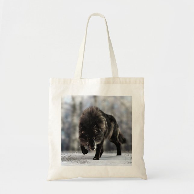 Angry black wolf tote bag (Front)