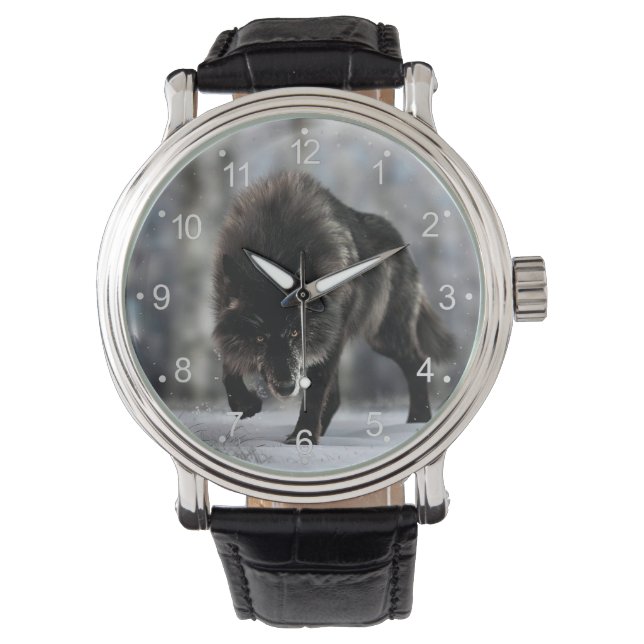 Angry black wolf watch (Front)