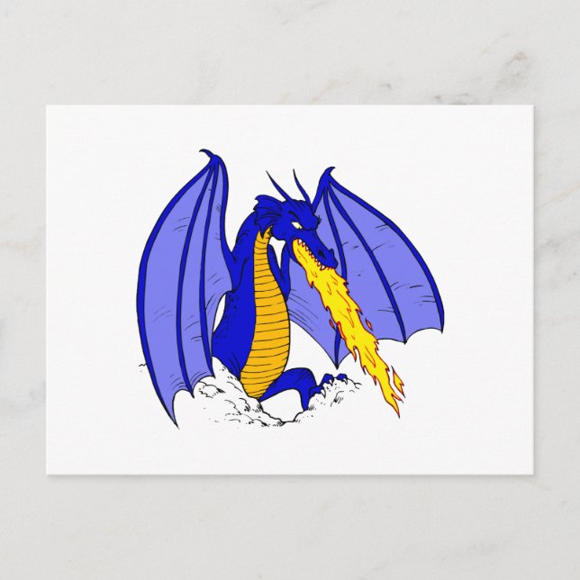 Angry Blue Fire Breather Postcard (Front)