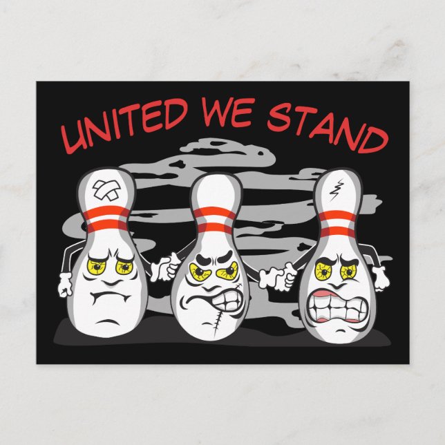 Angry Bowling Pins, Funny Sport Postcard (Front)