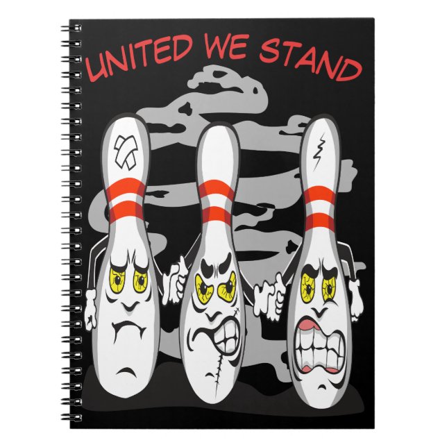 Angry Bowling Pins with Funny Quote Notebook (Front)