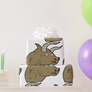Angry Bull Head Wrapping Paper