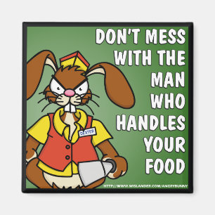 Angry Bunny Food Service Magnet