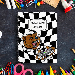 Angry Cartoon Bear Holding A Controller Custom Notebook