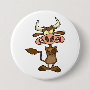Angry Cartoon Bull Funny Grumpy 7.5 Cm Round Badge
