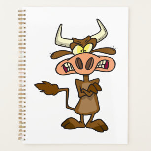 Angry Cartoon Bull Funny Grumpy Planner