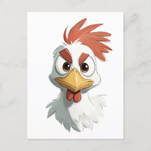 Angry Cartoon Chicken Head Postcard