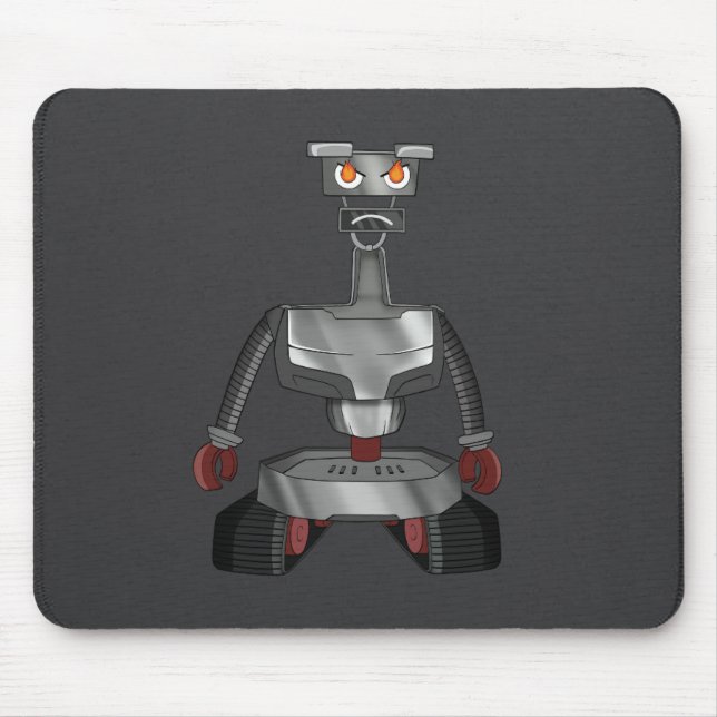 angry cartoon robot mousepad (Front)