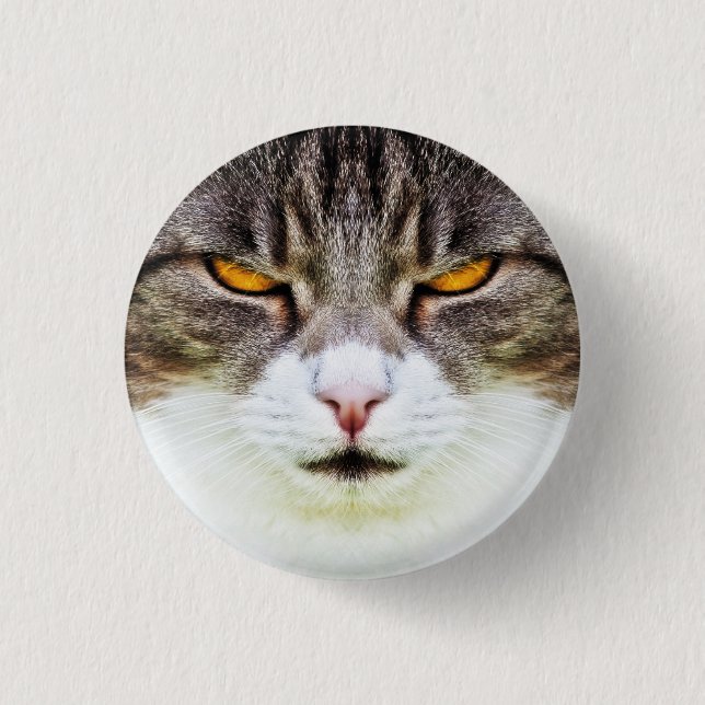 angry cat 3 cm round badge (Front)
