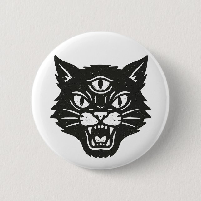 Angry Cat 6 Cm Round Badge (Front)