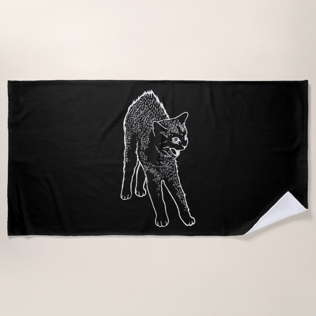 Angry cat  beach towel (Front)