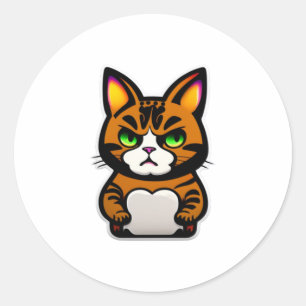 angry cat classic round sticker