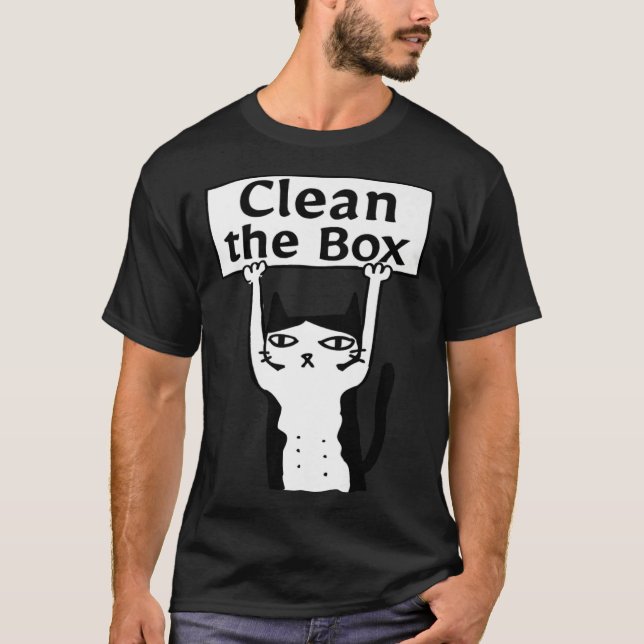 Angry Cat Clean The Box Kitten Adopt Forbidden Res T-Shirt (Front)