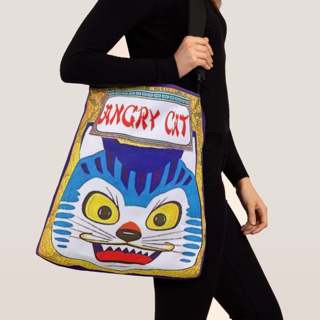 Angry Cat Crossbody Bag (Close Up)