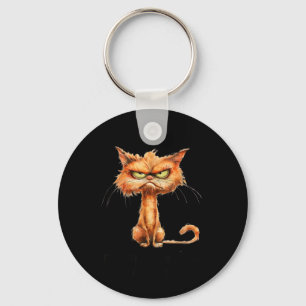 Angry Cat Funny Sarcastic Humour Dont Care Funny Key Ring
