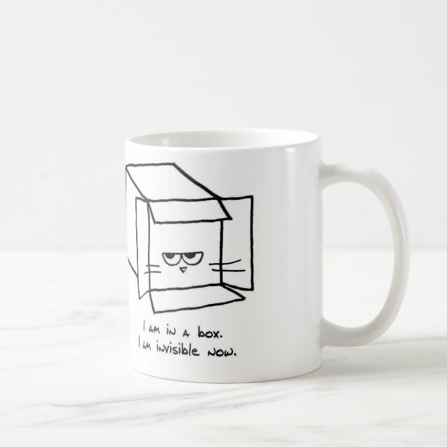 Angry Cat Hides in a Box - Funny Cat Coffee Mug (Right)