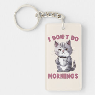 Angry Cat - I Don't Do Mornings Key Ring