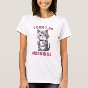 Angry Cat - I Don't Do Mornings T-Shirt
