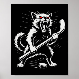 Angry Cat Ice Hockey Player Design Gift For Men Wo Poster