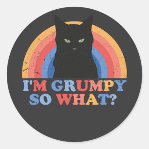 Angry cat I'm grumpy so what funny cats Classic Round Sticker