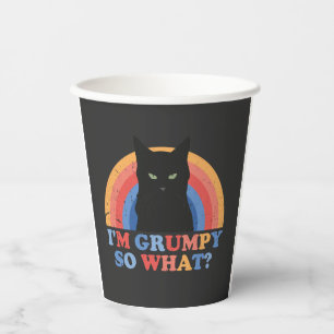Angry cat I'm grumpy so what funny cats Paper Cups