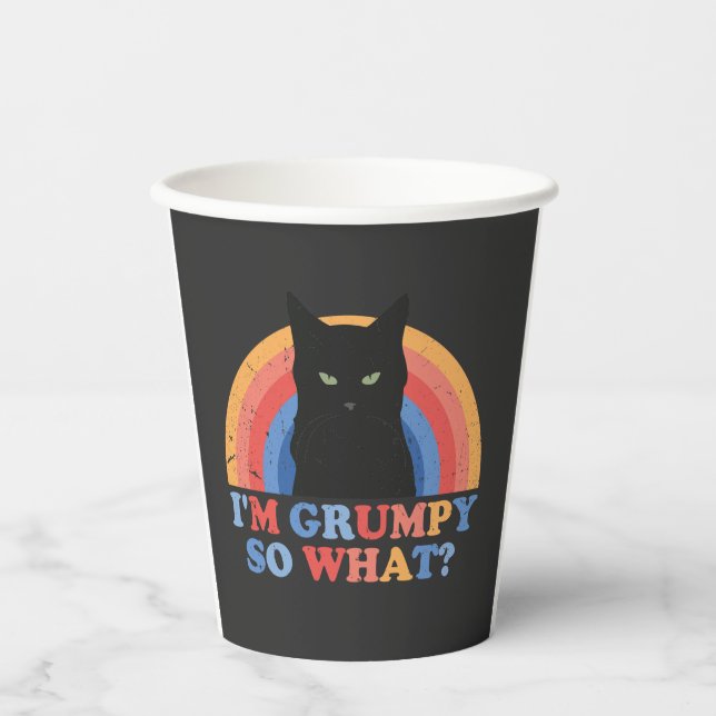 Angry cat I'm grumpy so what funny cats Paper Cups (Front)