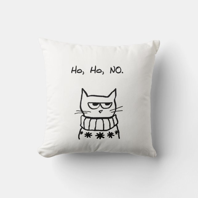Angry Cat in a Christmas Sweater - Funny Cat Xmas Cushion (Front)