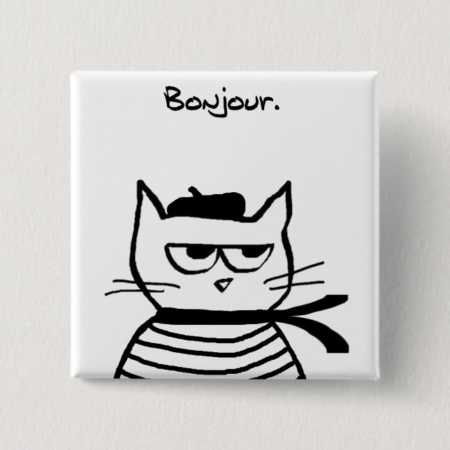 Angry Cat is So Very French 15 Cm Square Badge (Front)