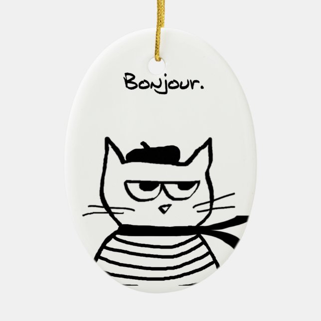Angry Cat is So Very French Ceramic Ornament (Front)