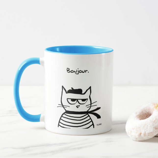 Angry Cat is So Very French Mug (With Donut)