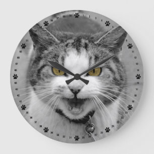 Angry Cat Large Clock