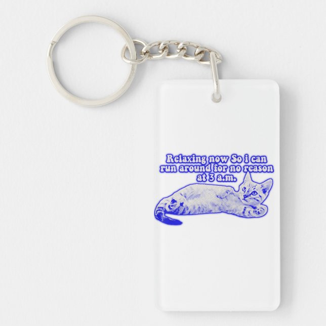Angry cat meme for cat owners and kitty lovers key ring (Front)