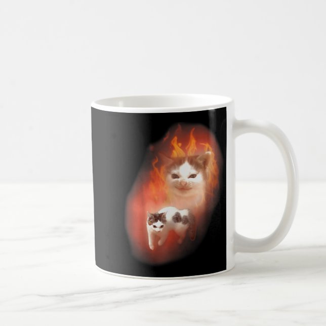 Angry Cat Meme Funny Silly Cat Kitten Lover Humour Coffee Mug (Right)
