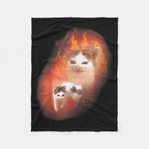 Angry Cat Meme Funny Silly Cat Kitten Lover Humour Fleece Blanket