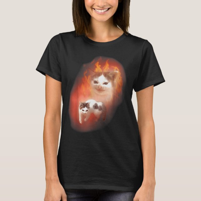Angry Cat Meme Funny Silly Cat Kitten Lover Humour T-Shirt (Front)